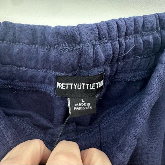 PrettyLittleThing High Waisted Cuffed Navy Joggers Large NWT - Picture 5 of 6